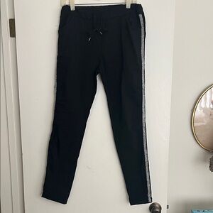 Black Skinny Pants with Silver Stripe